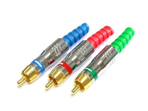 Wtyk 3 x RCA CHINCH COMPONENT RGB POZŁACANE