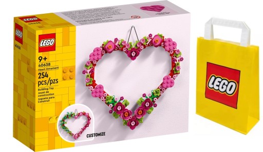 LEGO 40638 Ozdoba w kształcie serca + Torba LEGO