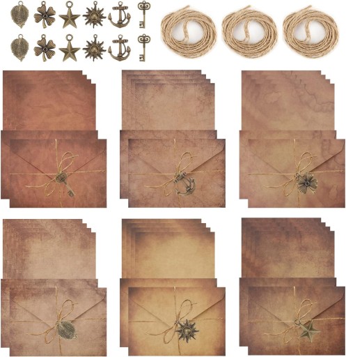 Papier ZESTAW DO SCRAPBOOKINGU PAPIERY KOPERTY WISIORKI beże i brązy