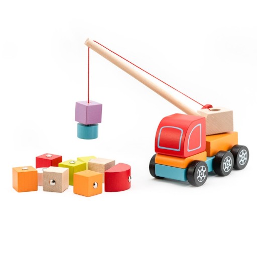 DREWNIANY SORTER DŹWIG Z MAGNESEM KLOCKAMI CUBIKA