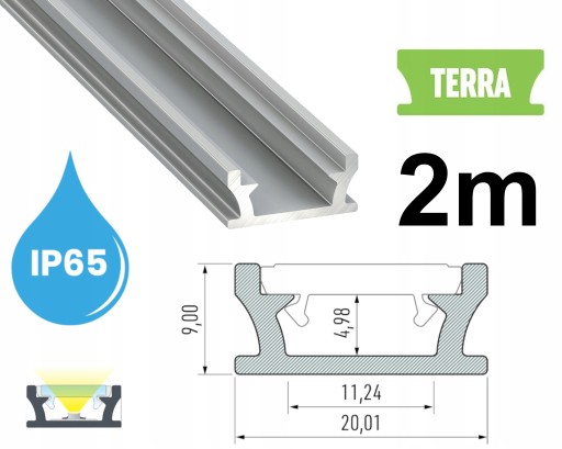 PROFIL LED WODOODPORNY IP65 IP67 TERRA SREBRNY 2m