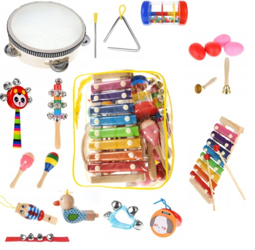 ZESTAW MUZYCZNY INSTRUMENTY CYMBAŁKI PLECAK MUZYKA
