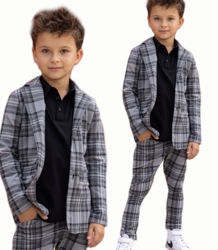 Marynarka krata szara all for kids 152-158