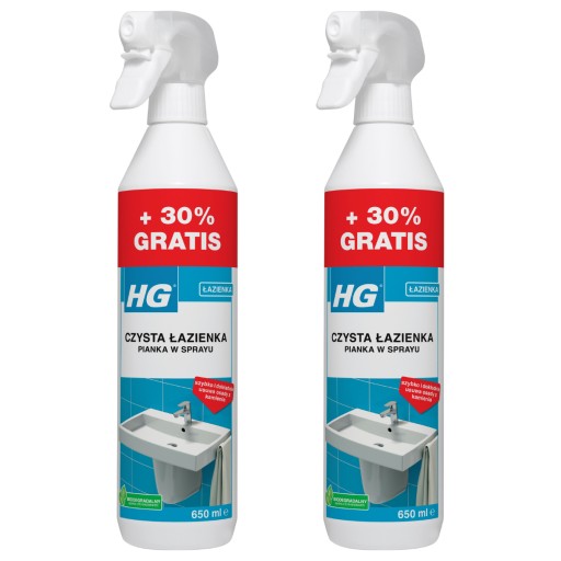 HG pianka do czyszczenia łazienki profesjonalna czysta łazienka 2x650ml
