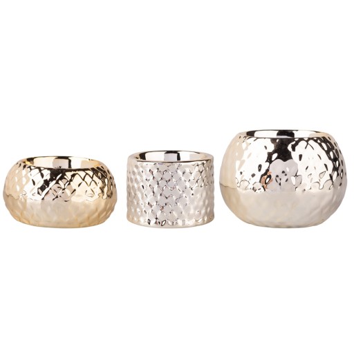 ŚWIECZNIK ZŁOTY GLAMOUR LOFT TEALIGHT KOMPLET 3SZT