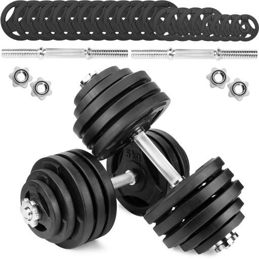 Hantle żeliwne regulowane 2x40kg kierownice gryfy zestaw do treningu 80kg