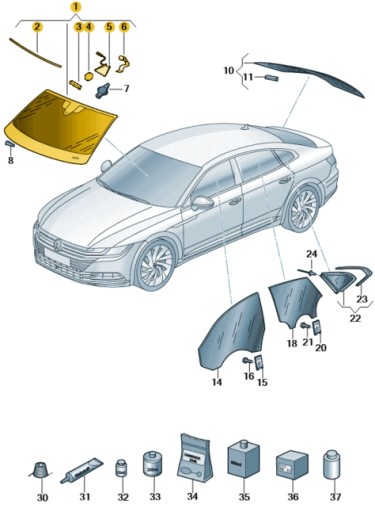 SZYBA CZOŁOWA VW ARTEON OE 3G8845011MNVB