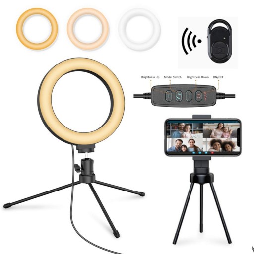 LAMPA PIERŚCIENIOWA LED RING Z PILOTEM 2 X STATYW