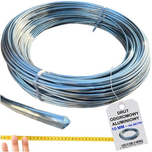 Drut odgromowy aluminiowy 10 mm - NA METRY - odgrom piorunochron AlMgSi