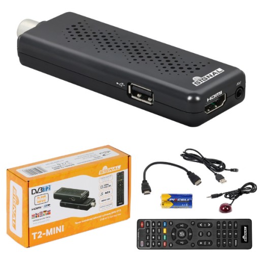 Tuner DVB-T2 HEVC dekoder TV T2-MINI USB 5V Signal