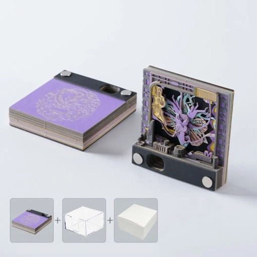 2024 Mini Desktop Calendar With Sticky Notes 3D Paper Carving Calendar 3D