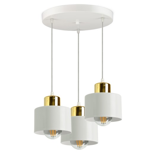 Lampa Sufitowa Żyrandol Biała Złota Roller EZ3 LED