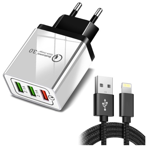 SZYBKA MOCNA ŁADOWARKA SIECIOWA ZASILACZ + KABEL do IPHONE X XR 11 12 13 14