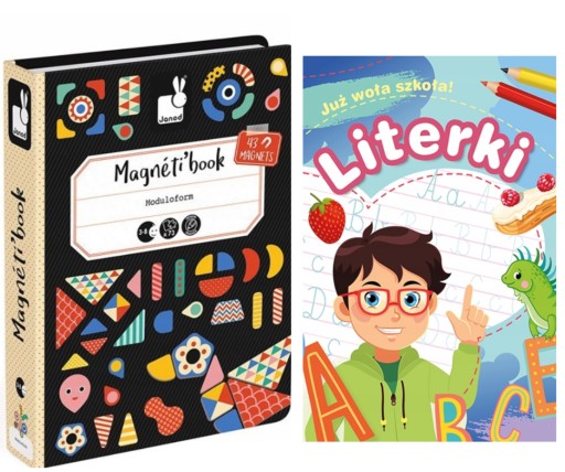 MAGNETYCZNA UKŁADANKA MEGNETIBOOK KSZTAŁTY JANOD + LITERKI JUŻ SZKOŁA WOŁA