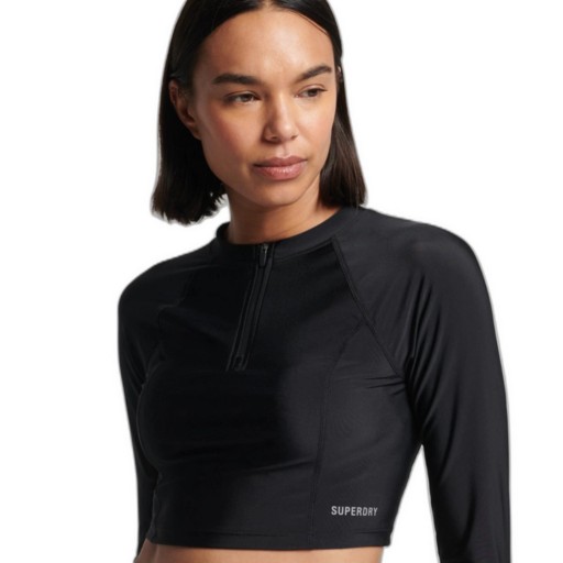 Damski top kąpielowy do pływania SUPERDRY Rash krótki dopasowany r. S