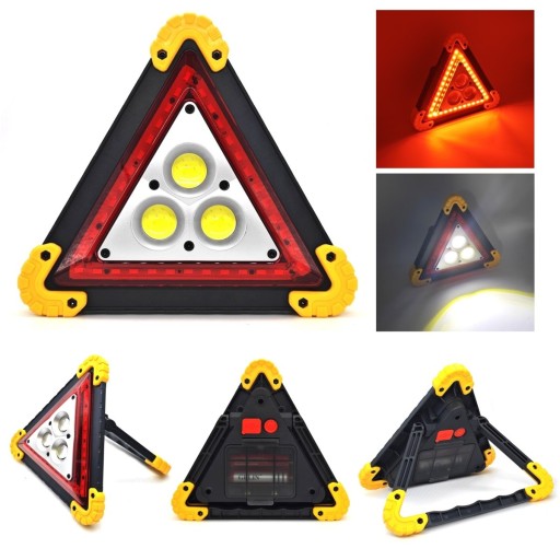 Trójkąt ostrzegawczy LED, latarka, mocna lampa robocza, PowerBank