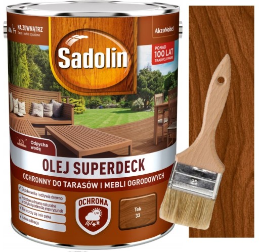 SADOLIN OLEJ SUPERDECK DO TARASÓW 5L TEK + PĘDZEL