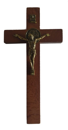 DREWNIANY KRZYŻ BENEDYKTYŃSKI Z JEZUSEM 15,5CM