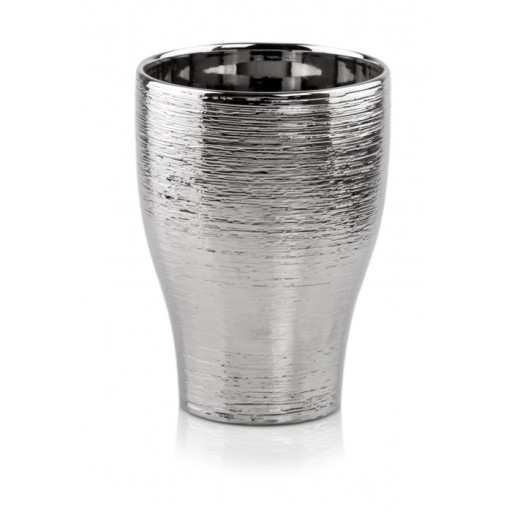 DONICZKA CERAMICZNA OSŁONKA KWIATY SREBRNA 16,5 cm