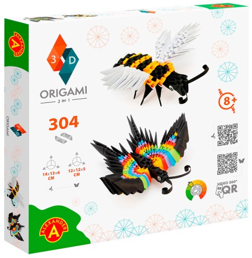 ORIGAMI Modułowe 3D Komplet Do Złożenia 2 w 1 MOTYL / PSZCZOŁA Alexander 8+