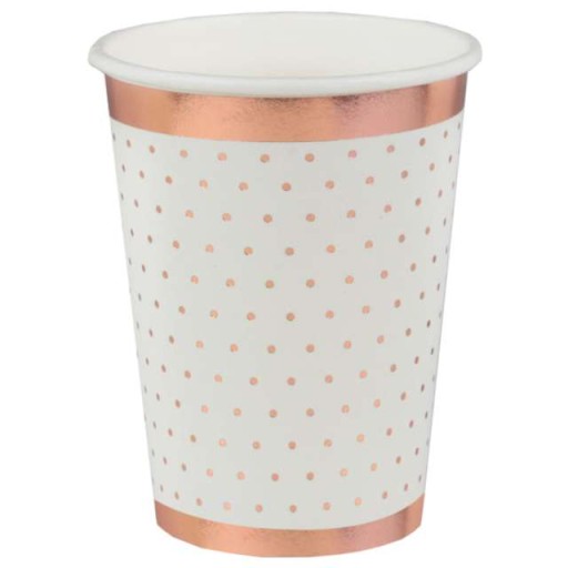 KUBECZKI papierowe BIAŁE rose gold URODZINY party