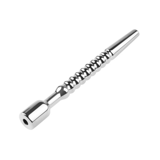 STALOWY PENIS PLUG, DILATOR DO CEWKI MOCZOWEJ Z UJŚCIEM PŁYNÓW