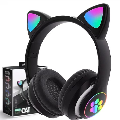 SŁUCHAWKI BEZPRZEWODOWE NAUSZNE BLUETOOTH LED RGB