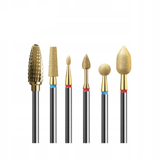 Silcare IQ Nails Zestaw Expert Gold Power 6 frezów do hybrydy żelu akrylu