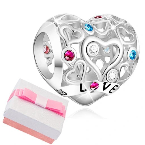 CHARMS SERCE MIŁOŚĆ BEADS 925 GRAWER