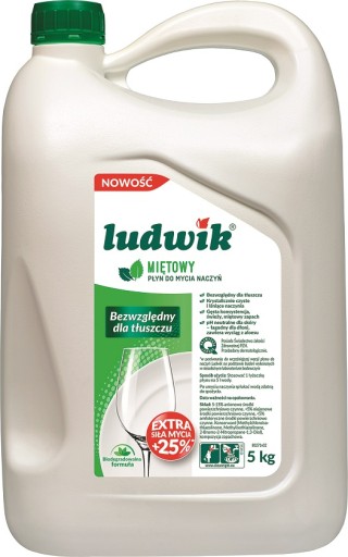 LUDWIK Płyn do mycia naczyń Miętowy zapas 5kg