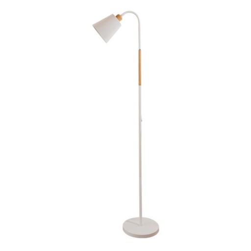LAMPA STOJACA PODLOGOWA BIAŁA DO CZYTANIA E27 NOWOCZESNA DREWNO 150CM
