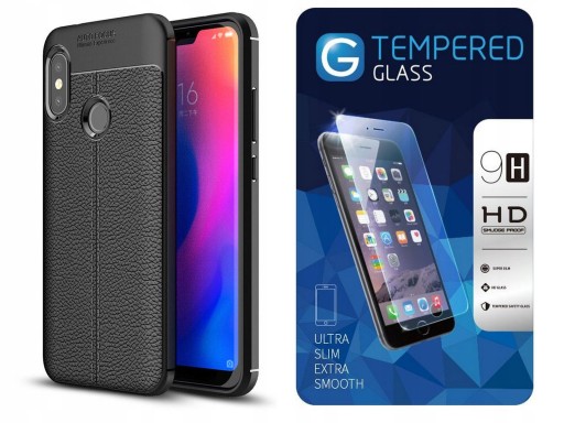 ETUI LEATHER KARBON XIAOMI REDMI NOTE 6 PRO +SZKŁO