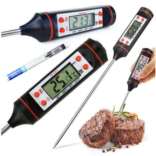 TERMOMETR CYFROWY KUCHENNY DO MIĘSA WINA LCD SONDA SZPILKOWY