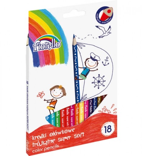 Kredki trójkątne Fiorello Super Soft, 18 kolorów
