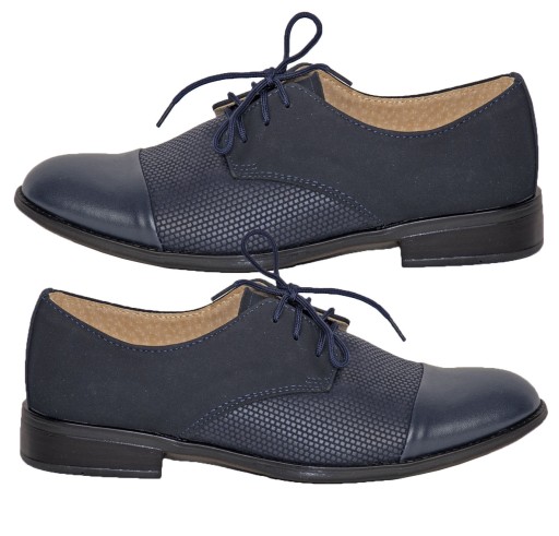 BUTY CHŁOPIĘCE wizytowe komunijne buty dla chłopca granatowe 34