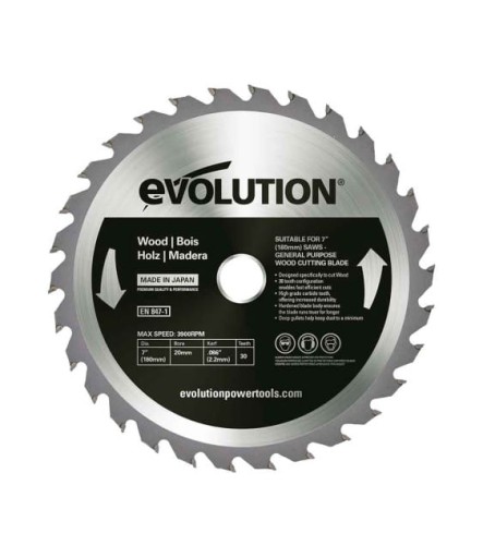 Piła widiowa TCT do cięcia drewna Evolution 180mm