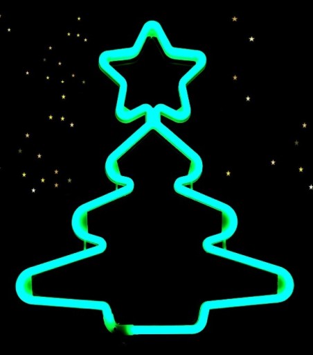 CHOINKA ZIELONA OZDOBA ŚWIĄTECZNA W OKNO LED NEON ILUMINACJA