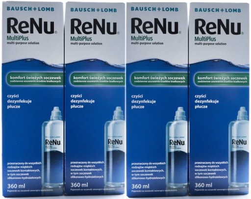 PŁYNY DO SOCZEWEK RENU MULTIPLUS 4x 360ml +4 pojemniki
