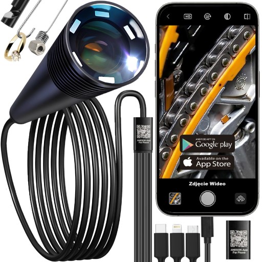 KAMERA INSPEKCYJNA do telefonu IPHONE ANDROID 3w1 ENDOSKOPOWA 2M JAKOŚĆ HD