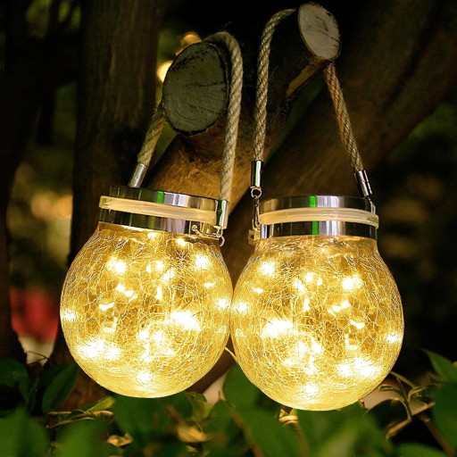 6x Lampa Ogrodowa LED SOLARNA KULA WISZĄCA LAMPKA KULKA SZKLANA