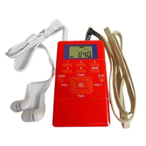 LCD FM Przenośne Mini-Radio ze słuchawkami biały