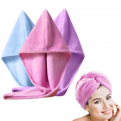 3x RĘCZNIK NA GŁOWĘ TURBAN Z MIKROFIBRY DO WŁOSÓW