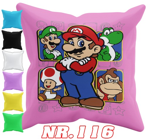 POSZEWKA NA PODUSZKĘ JAŚKA DO PRZEDSZKOLA MARIO LUIGI + IMIĘ GRATIS