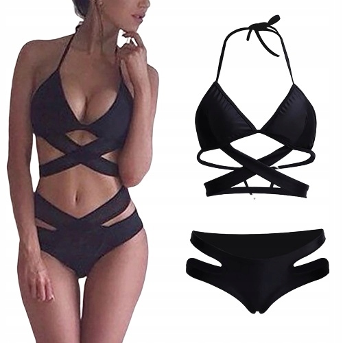 STRÓJ KĄPIELOWY BIKINI WYSOKI STAN SEXY STRAPS / M
