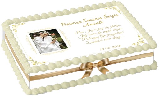 Opłatek na tort Komunia Św. A4 Imię Data Zdjęcie