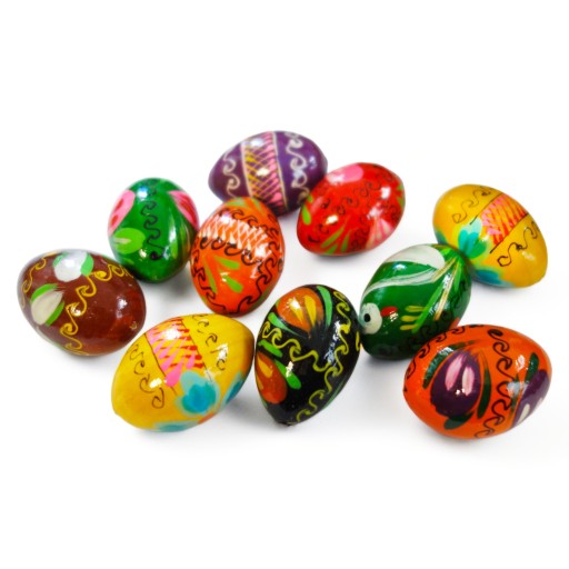 10 sztuk Drewniane JAJKA malowane pisanki Wielkanoc 4,5 cm