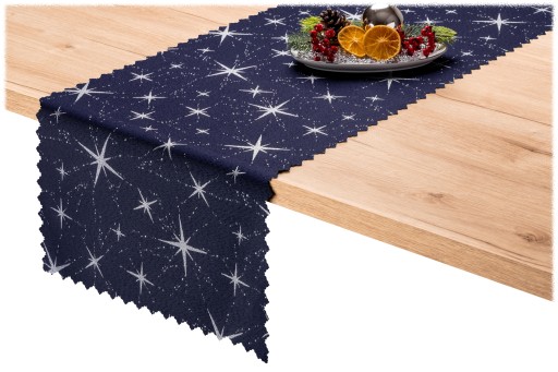 bieżnik DWUSTRONNY 40x140 ŚWIĄTECZNY SREBRNY granat Meteor