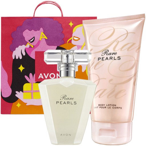 AVON RARE PEARLS ZESTAW KOSMETYKÓW PREZENT PERFUMOWANA 50 ML + GRATIS