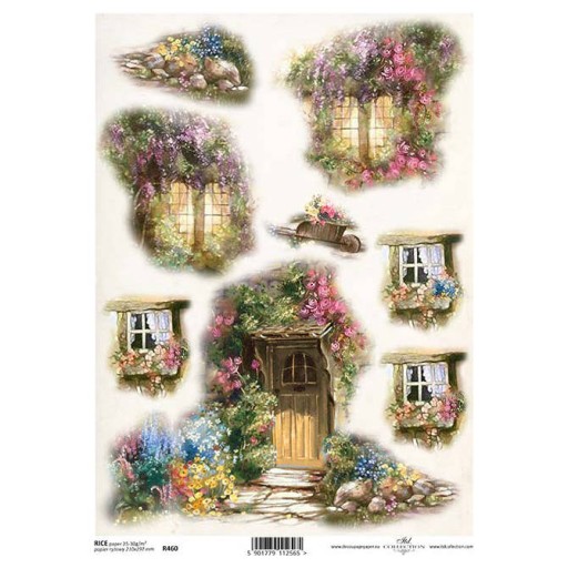PAPIER RYŻOWY do decoupage A4 R0460 okna i drzwi