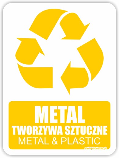 NAKLEJKA na kosz METAL I TWORZYWA pl-ang 20cm